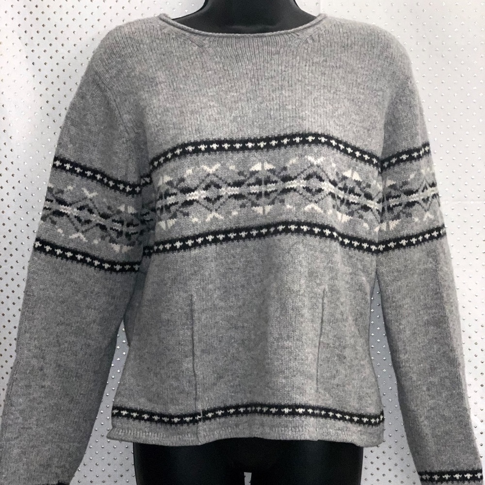 Eddie Bauer Lambswool Grey Sweater M